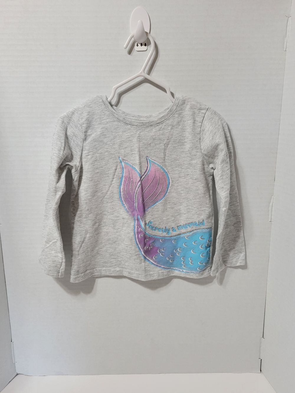 Garanimals Toddler Girl Mermaid Shirt 2T Gray Long Sleeve “Secretly a Mermaid”
